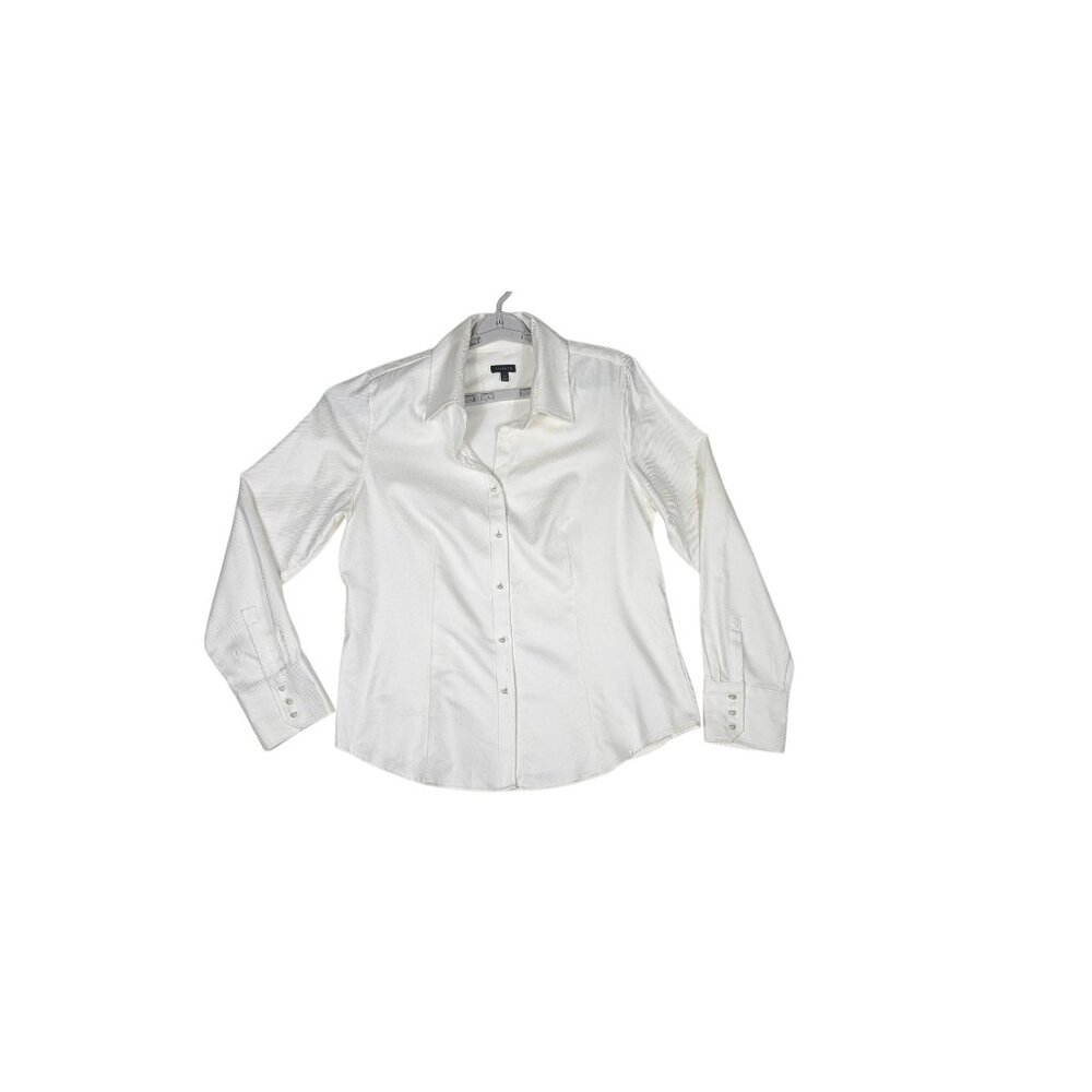 Talbots Womens Pearl-Button White Dress Shirt Size 14